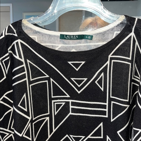 Ralph Lauren Black and White Geometric Long Sleeve Top Size - Picture 4 of 8